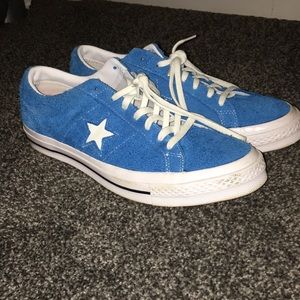 Blue felt converse